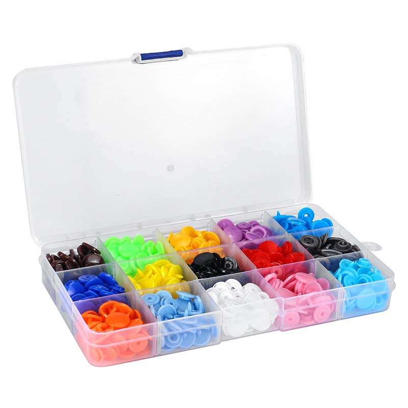 400 Sets T5 Snap Poppers Plastic Buttons Fastener Pliers Punching / (Type 640pcs Snaps (15 Colors))