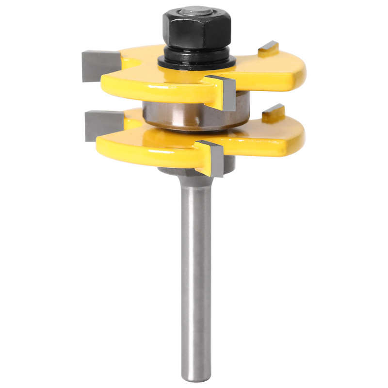 3Pcs 6mm 1/4 Shank Tongue & Grooving Joint Router Bit 45 Degree Lock Miter Router Set Stock Wood Cut