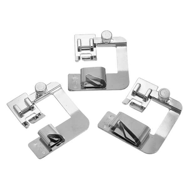3pcs 4/8 6/8 1 Inch Rolled Hem Foot Set Domestic Sewing Machine Hemmer Presser