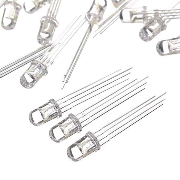 50pcs LED RGB Common Cathode 4-Pin F5 5MM Diode - Free Shipping