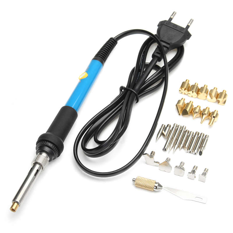 28Pcs Soldering Tools Set 220V 60W Wood Burning Pyrography Tool Kit Brass