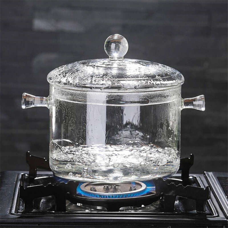 New 1.5/1.7L Resistant Clear Glass Cooker Pot Soup Heat Bowl Food Milk Cooker Tool Heating Kit