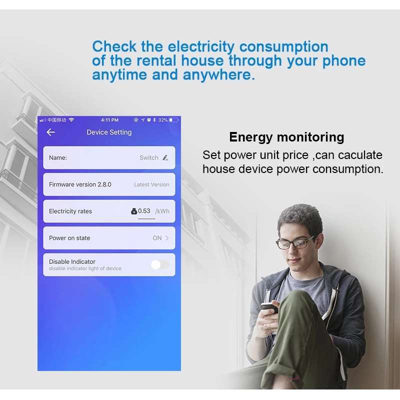 1P 63A eWelink Single Phase Din Rail WIFI Smart Switch Energy Meter Leakage Protection Remote Read K
