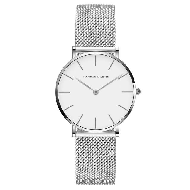 Hannah Martin CB36 Fashion Casual Simple Big Dial Steel Mesh Strap 3ATM Waterproof Women Quartz Watc