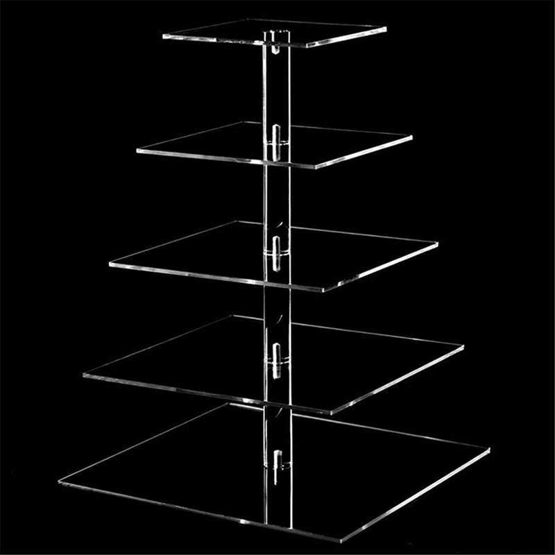5 Tiers Cake Stand Acrylic Cake Display Stand Transparent Tray Cupcake Holder Wedding Birthday Cake