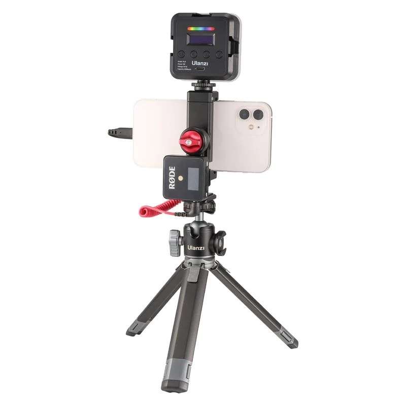 Ulanzi ST-27 Iron Man IV 360 Rotatable Phone Clip Clamp Mount Holder with Cold Shoe for Mobile Phone