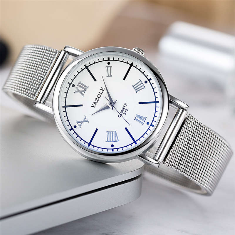 YAZOLE 313 Urban Fashion Women Watch 3ATM Waterproof Stainless Steel Mesh Strap Luxury Style Lady Qu