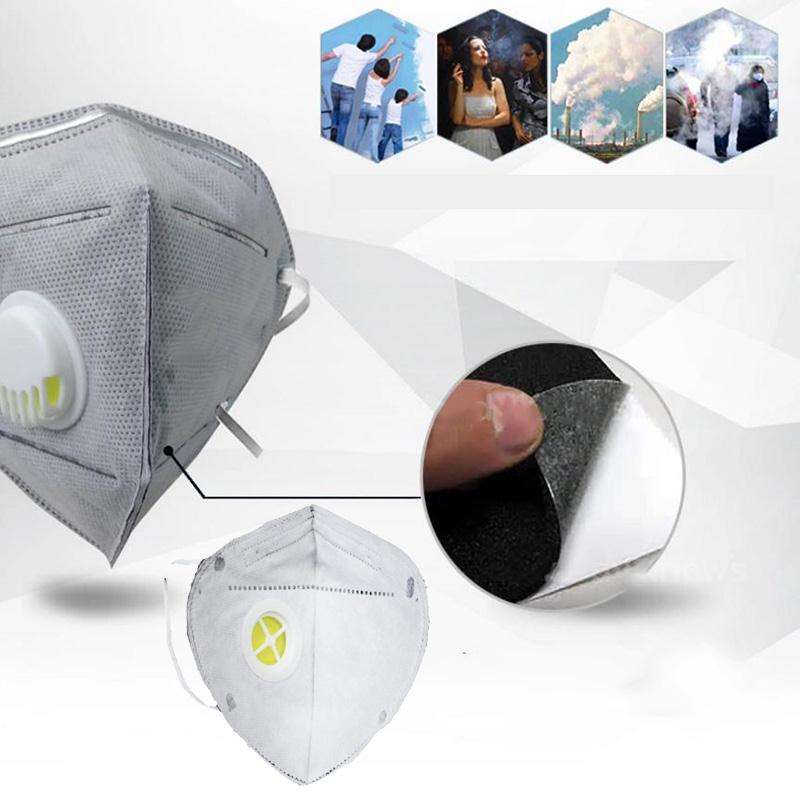 10Pcs Folding Valved Safety Anti-Dust Activated Carbon Charcoal Particulate Respirator Face Mask