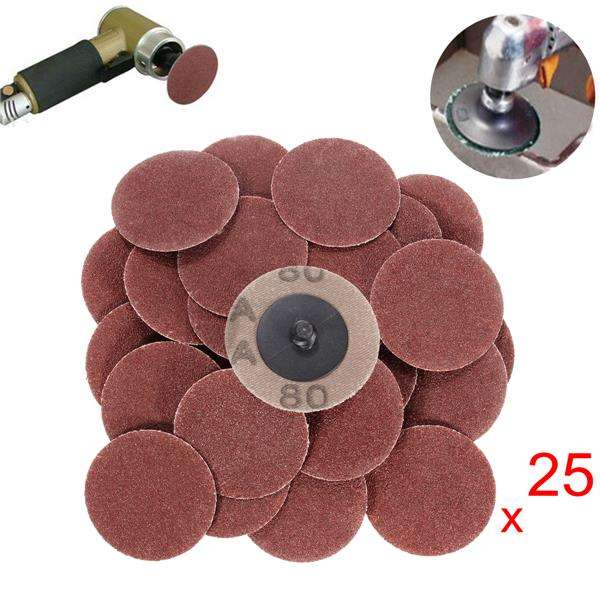 25pcs 2 Inch 80 Grit Roll Lock Sanding Discs R-Type Abrasive Sanding Pads