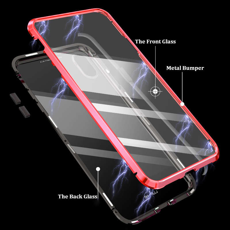 Luphie 360 Front Screen Protector & Back Glass Cover Metal Magne (Apple Model iPhone XR Color Black)
