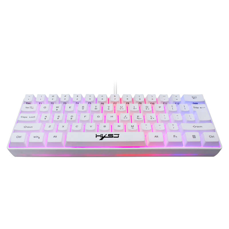 HXSJ V700 61 Keys Gaming Keyboard USB Wired LED Backlit Multiple Shortcut Keys Mini Mechanical Feel