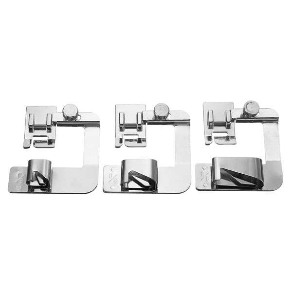 3pcs 4/8 6/8 1 Inch Rolled Hem Foot Set Domestic Sewing Machine Hemmer Presser