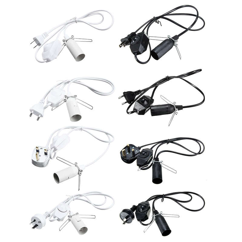 Himalayan Salt Lamp Black White E14 Light Bulb Electric Power Cord Holder Adapter Socket