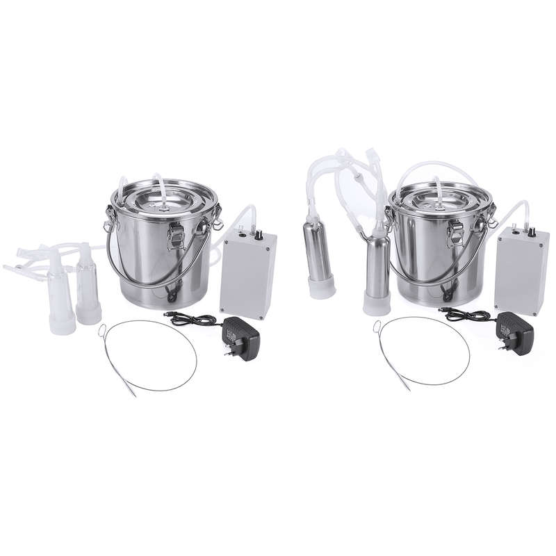 5L Electric Barrel Milking Machine Farm Cow Goat Milker Impulse Type Vacuum Pump Tools