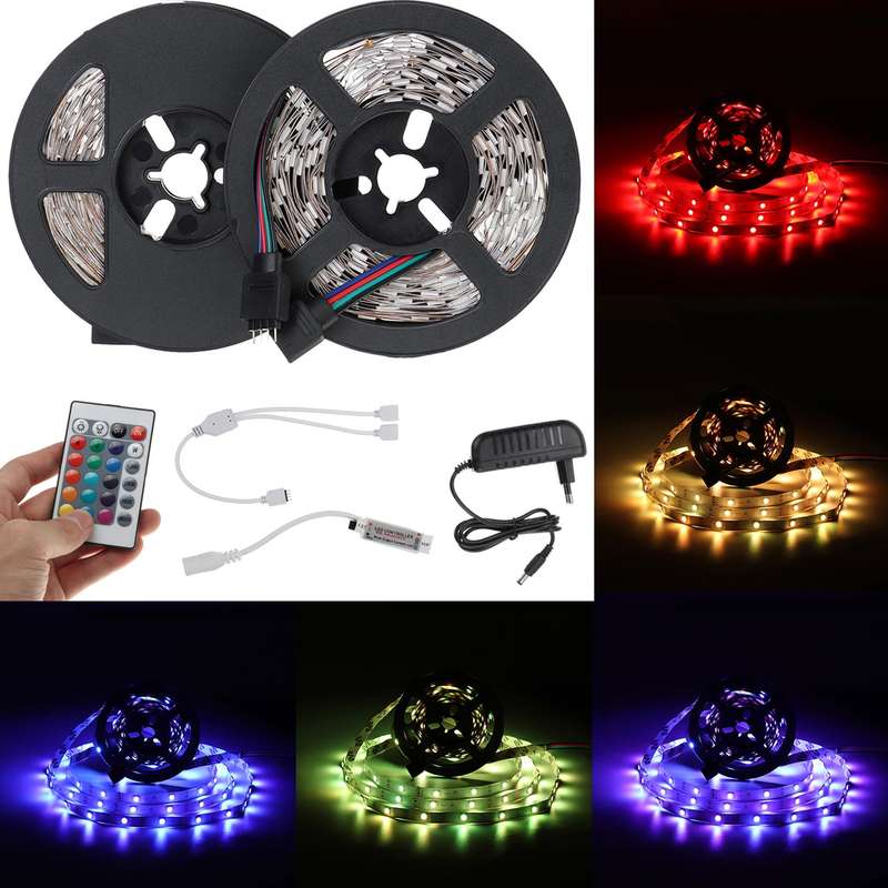 10M DC12V SMD5050 RGB LED Strip Light Kit Indoor Home