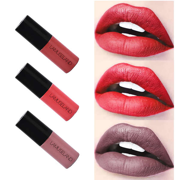 12 Colors Matte Liquid Lip Stick Set Mini Lip Gloss Travel Kit Long-Lasting Waterproof