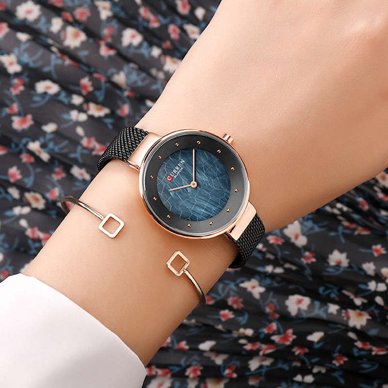 New CURREN 9032 Unique Dial Design Elegant Women Wrist Watch Business Female Qua