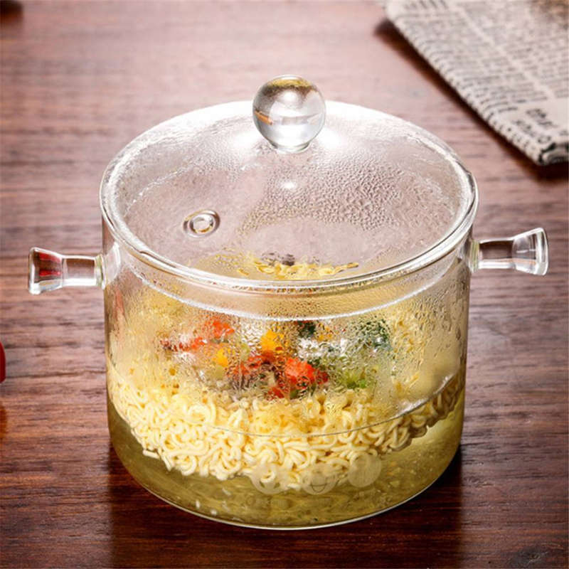 New 1.5/1.7L Resistant Clear Glass Cooker Pot Soup Heat Bowl Food Milk Cooker Tool Heating Kit