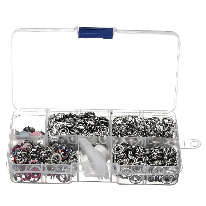 110 Set Metal Press Studs Sewing Button Clothing Snap Fasteners + Pliers Tools Fasteners Snap/Metal
