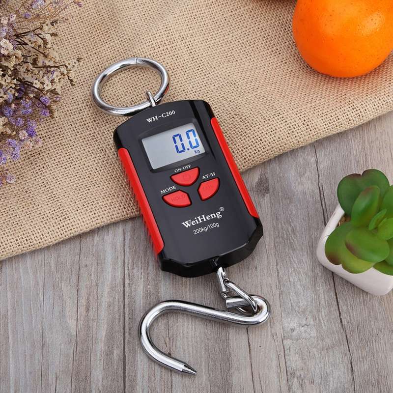 WH-C200 Micro Crane Scale Portable Electronic Scale 200KG/100G With Hook Scale for Indu (Color1 Red)