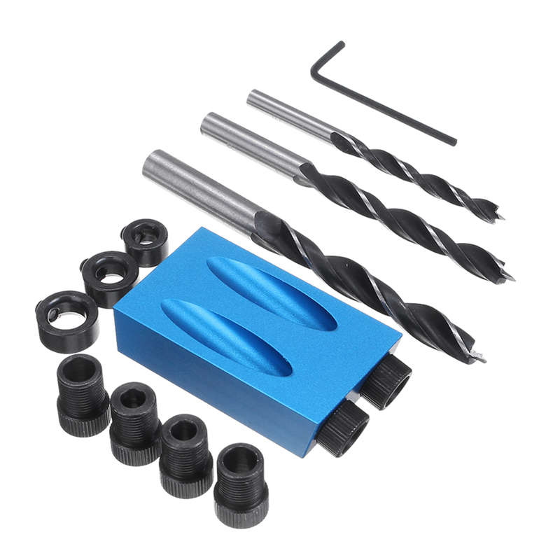7/14PCS Pocket Hole Screw Jig Dowel Drill Joinery Kit Woodworking Guides Tool