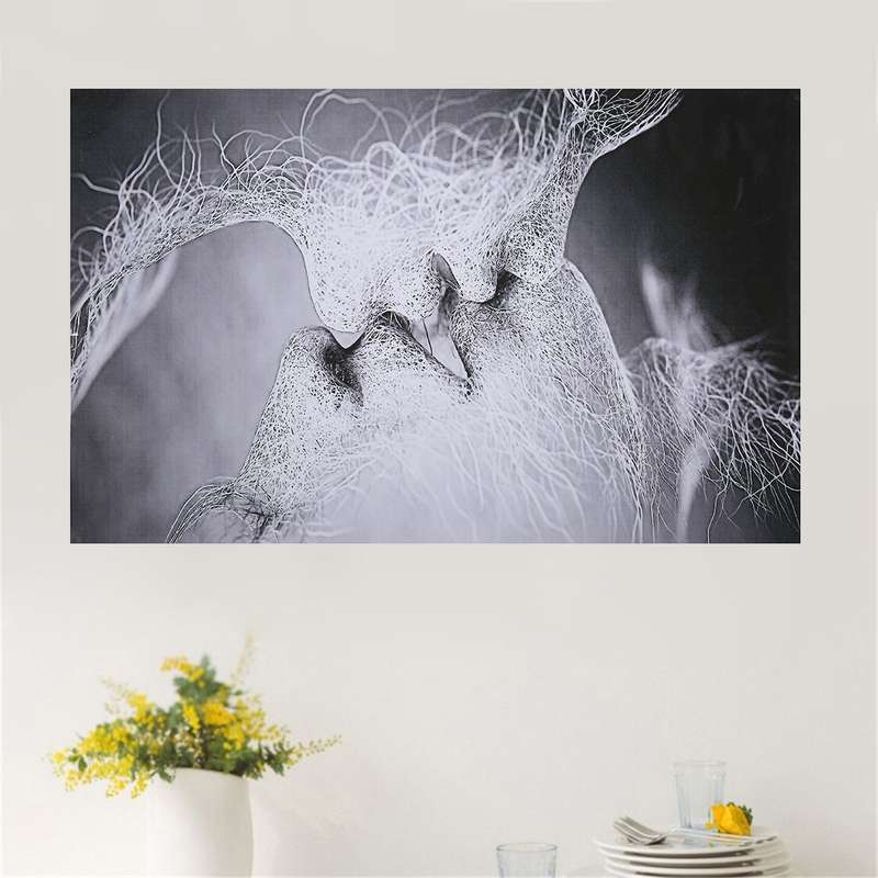Black & White Love Kiss Wall Art Picture Print Abstract Arts on Paintings For Room Decorations