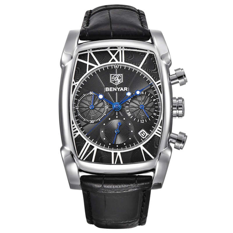 BENYAR 5113M Business Men Watch 3ATM Waterproof Date Display Leather Strap Quartz Watch