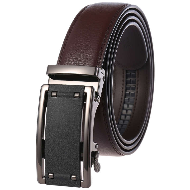 New Men's Two-layer faux leather Belt Business Belt Automatic Buckle Belt Explosion Models