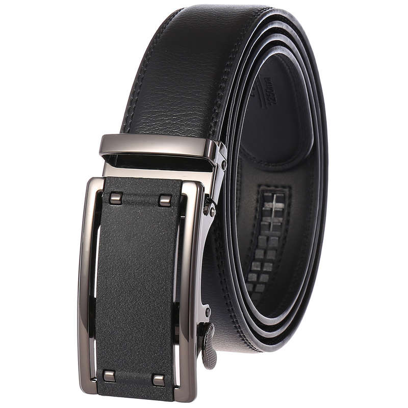 New Men's Two-layer faux leather Belt Business Belt Automatic Buckle Belt Explosion Models