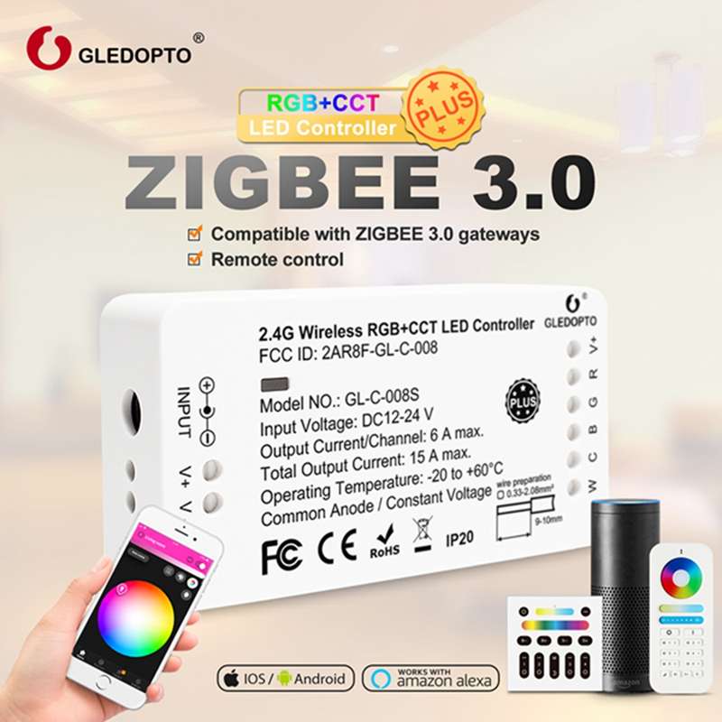 GLEDOPTO Smart APP RGB+CCT LED Strip Controller Remote Control Touch Panel Plus Work With Z (Type D)