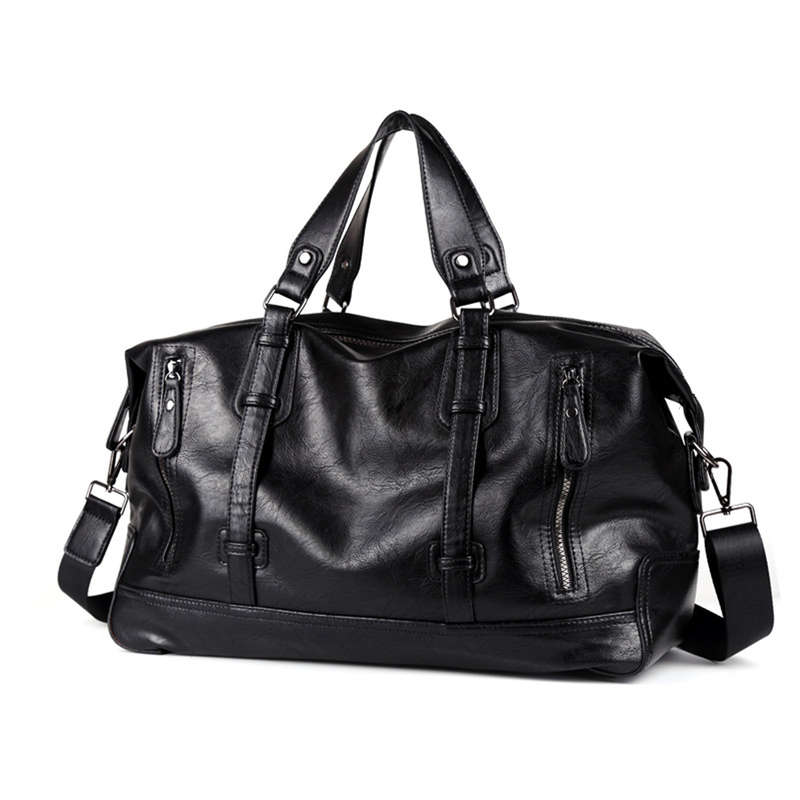 Large Capacity PU Leather Men Luggage Handbag Waterproof Sports Gym Yoga Shoulder Bag Travel Duffel
