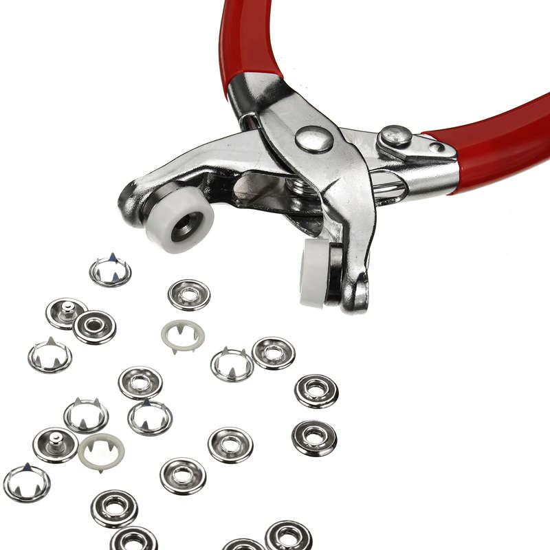 110 Set Metal Press Studs Sewing Button Clothing Snap Fasteners + Pliers Tools Fasteners Snap/Metal
