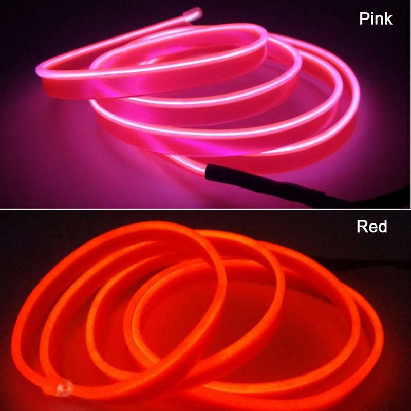 1M Flexible Neon EL Wire Light Atmosphere Car Strips Lamp Interior Decoration Strips Lighting + DC12