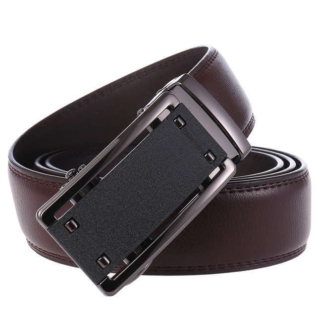New Men's Two-layer faux leather Belt Business Belt Automatic Buckle Belt Explosion Models