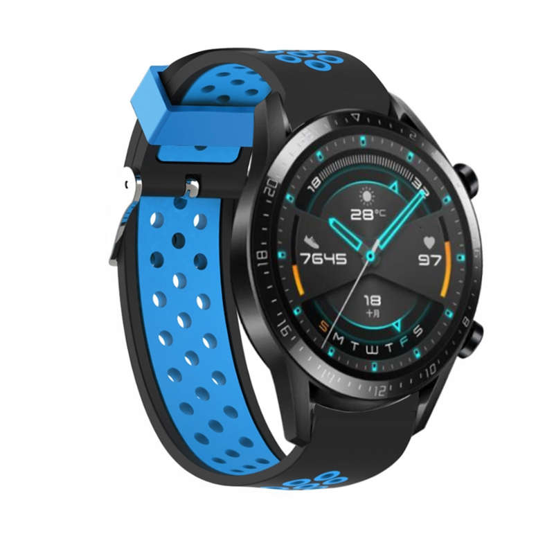 Bakeey 22MM Colorful Silicone Watch Band For Huawei Watch GT 2 46MM Version (Color Black+Green)