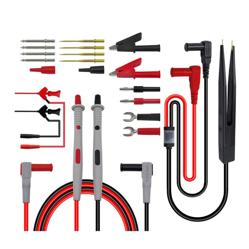Cleqee P1503E Multimeter Test Probe Test Leads Kit with Tweezers To Banana Plug Cable