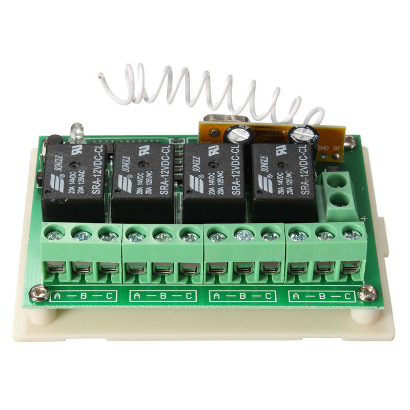4CH 200M Wireless Remote Control Relay Switch Receiver + 2 Transceiver 4 Channel 12V DC for Smart Ho
