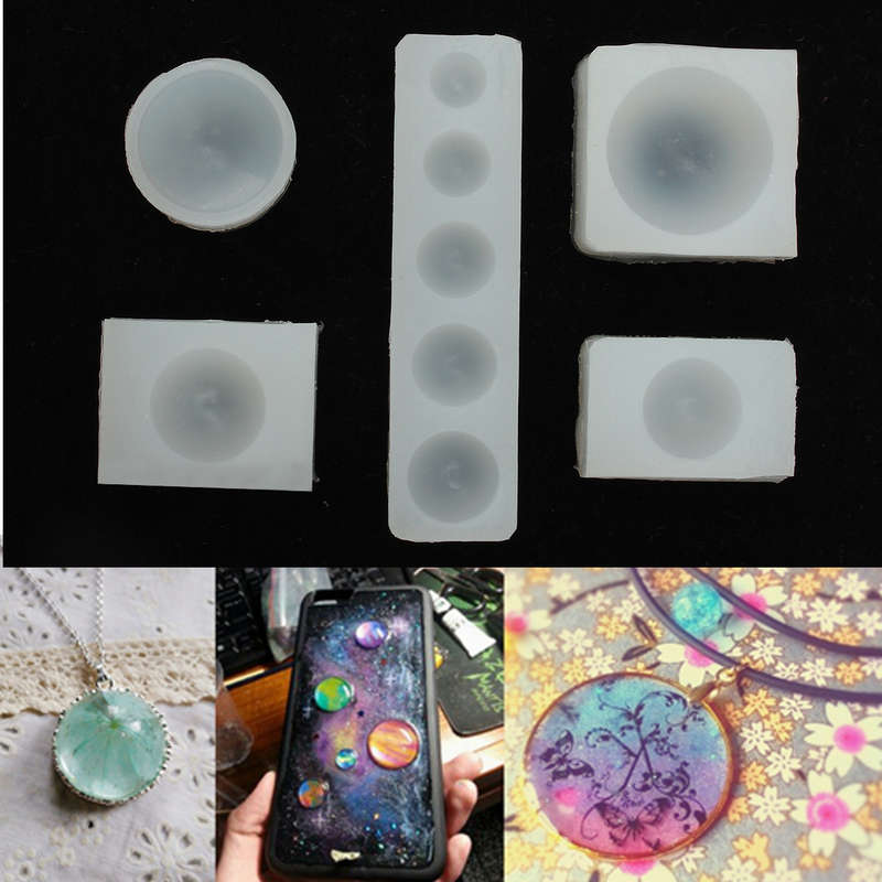 5pcs/Set Half Round Silicon Mould For Epoxy Resin Jewelry Decorative Craft
