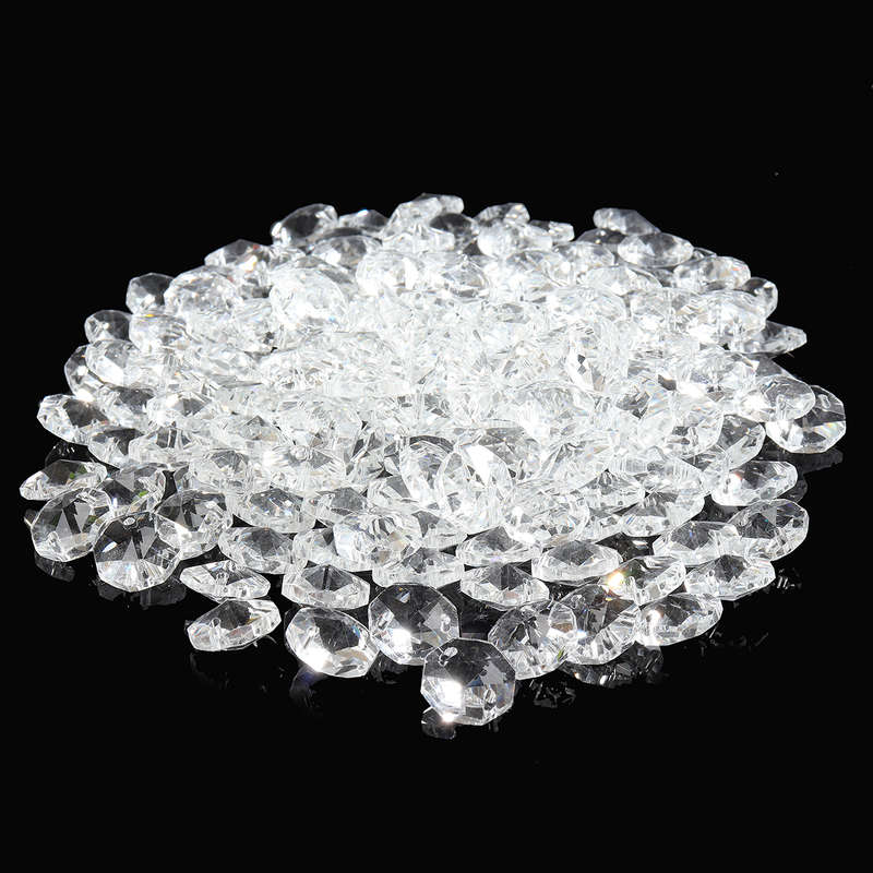 200PCS 14MM Diameter Clear Crystal Glass Chandelier Part Prisms Octagonal