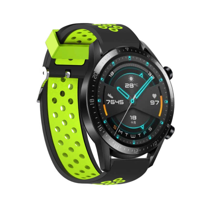 Bakeey 22MM Colorful Silicone Watch Band For Huawei Watch GT 2 46MM Version (Color Black+Green)