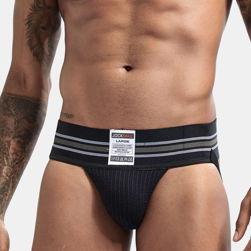 Men Butt Lifting Widen Belt Crotchless Jockstrap Breathable Cotton Under (Size 3 M Color Army Green)
