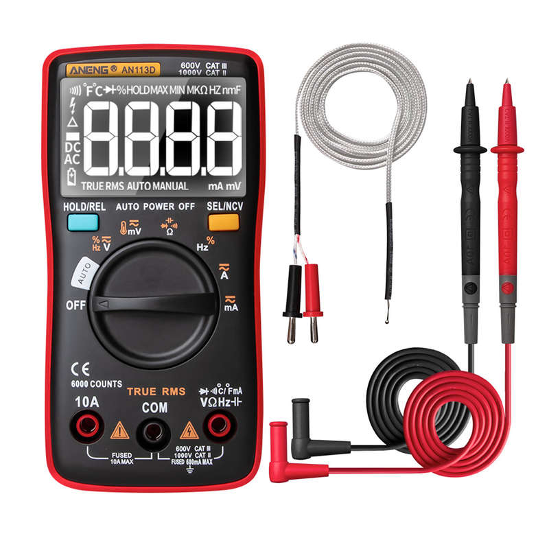 ANENG AN113D Intelligent  Auto Measure True- RMS Digital Multimeter 6000 Counts Resistance Diode Con