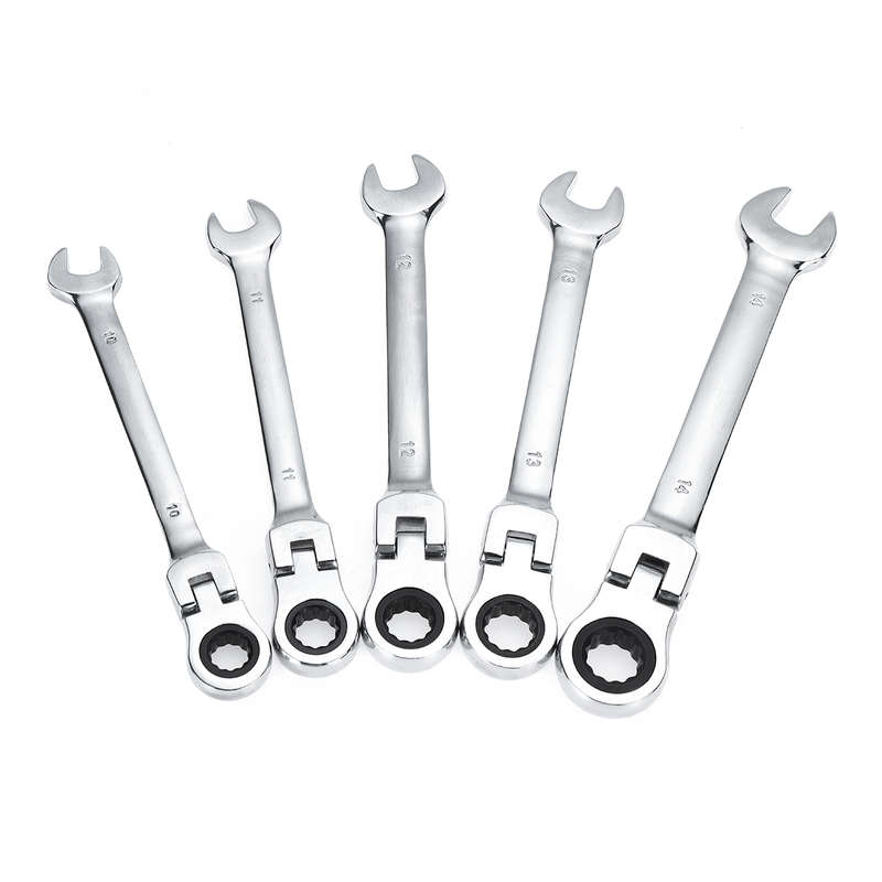12Pcs Flex Head Ratcheting Wrench Set 8-19mm Metric Combination Spanner