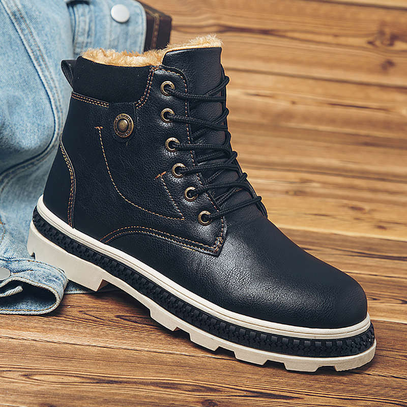 Men Warm Plush Lining Casual Round Toe Soft Sole Business Ankle Boots