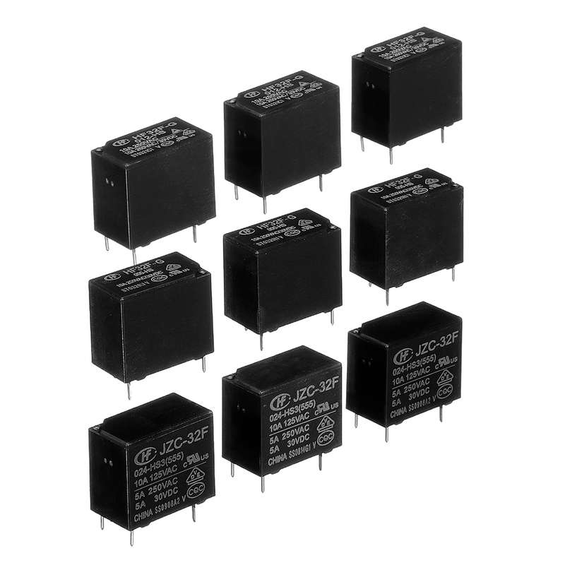 5Pcs Hf32F-Jzc-32F- 005 012 024-Hs3 Relay Module 10A 4Pin