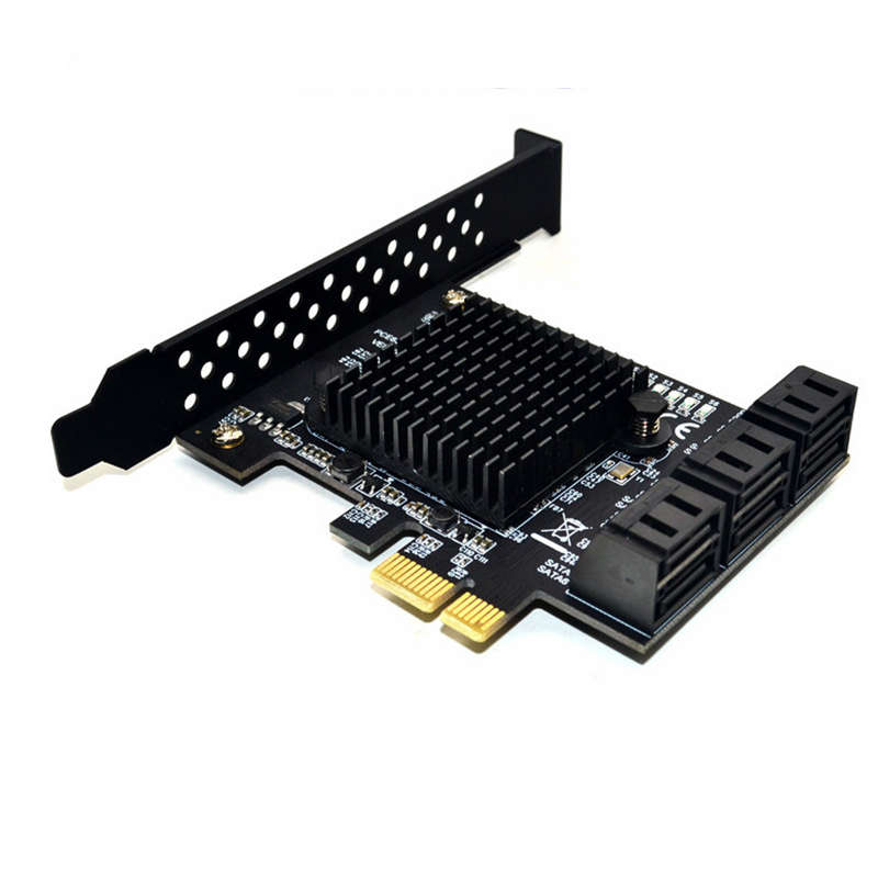ITHOO PCE6SAT-M01 6 Ports SATA3.0 SSD PCI-E Expansion Card 6Gbps IPFS Hard Disk Adapter for Desktop