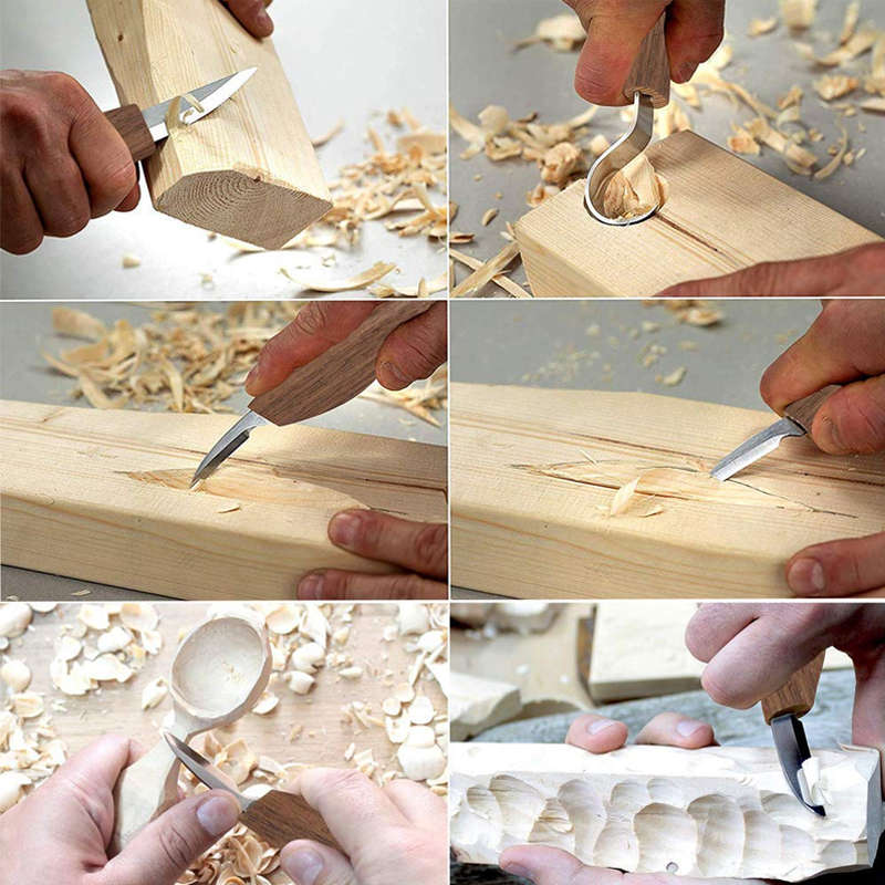 5pcs Wood Carving Knife Chisel Woodworking Whittling Cutter Chip Craft Hand Tool (Size 5)