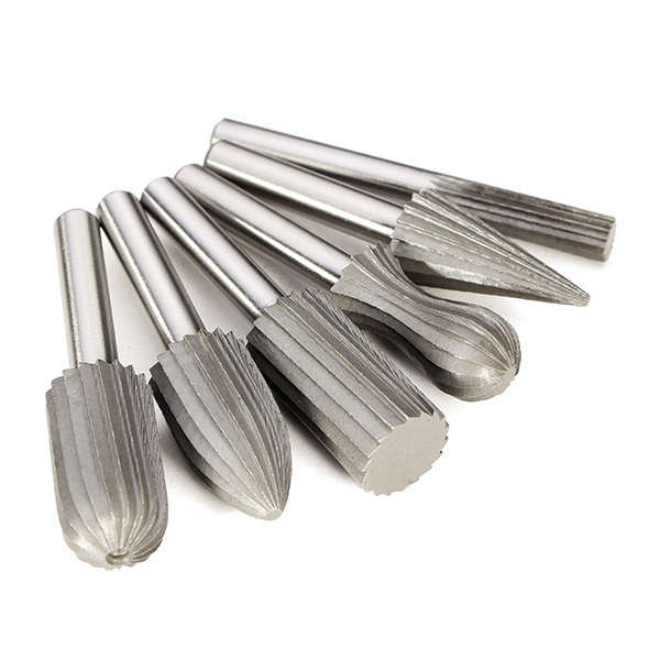 Drillpro 6pcs 6mm Shank Tungsten Steel Rotary File Cutter Engraving Grinding Bit For Rotary Tools