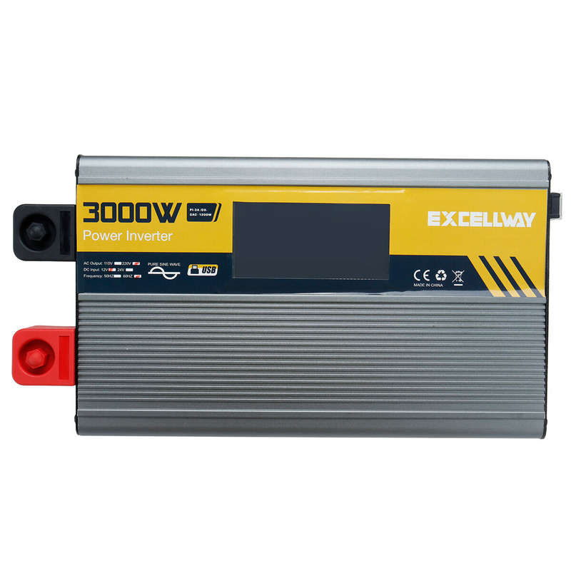 Excellway 1000/2000/3000/4000/6000W(Peak) Car Power Inverter 220V 60Hz DC 12V/24V Converter with LCD
