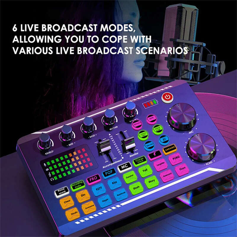 F998 Sound Card Microphone Live Broadcast Cards Computer PC Mixing Console Professional Studio Kit A